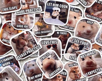 ENGLISH HAMSTER Memes Teacher Stickers Pieces | English Version | Teacher Feedback Stickers | Custom Meme Stickers