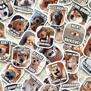 Pièces détachées DEUTSCH Hunde Memes aléatoires | Version allemande | Autocollants pour enseignants | Plus de 100 modèles | Stickers mèmes personnalisés