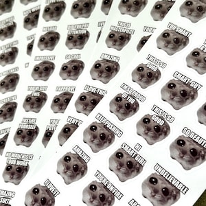 Stickers hamster tristes Anglais | Plus de 150 modèles | Achetez-en un, obtenez-en un gratuitement | Sticker personnalisé