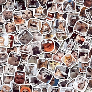 Willekeurige DEUTSCH Katzen Memes-stukken | Duitse versie | Leraarstickers | Meer dan 100 ontwerpen | Aangepaste memestickers