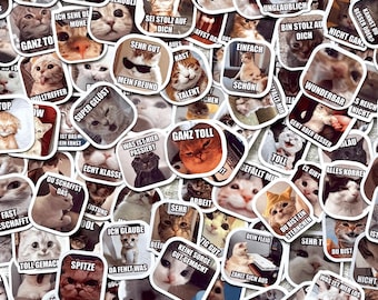 Pezzi di meme casuali di gatti DEUTSCH / Versione tedesca / Adesivi per insegnanti / Più di 100 design / Adesivi meme personalizzati