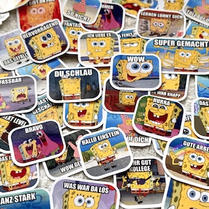 Random DEUTSCH SPONGE BOB Memes Stickers Pieces | German Version | Teacher Stickers | Custom Meme Stickers