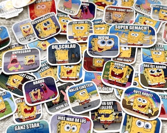 Willekeurige DEUTSCH Sponge BOB Memes Stickers-stukken | Duitse versie | Leraarstickers | Aangepaste memestickers