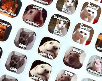 40 pcs Funny Animal Memes Deutsch Sticker Set | More than 100 designs | Buy One Get One for Free | Cat Hamster Dog Stickers | Custom Sticker