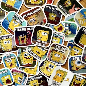 Sponge Bob Square Pants | Version anglaise | Autocollants pour enseignants | Plus de 100 modèles | Stickers mèmes personnalisés
