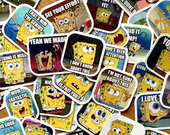 Sponge Bob Square Pants Memes Pieces | English Version | Teacher Stickers | More than 100 designs | Custom Meme Stickers