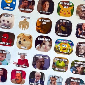 Set di 40 adesivi per insegnanti Deutsch Memes / Più di 100 design / Adesivi casuali per insegnanti / Adesivi per meme virali / Adesivi per meme personalizzati
