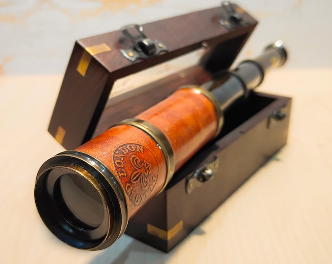 Personalized Working Brass Telescope, Engraved Spyglass, Pirate Telescope, Anniversary Gift, Gift For Him, Veteran Gift