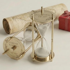 Reloj de arena personalizado para ceremonia de boda, acabado en latón dorado, reloj de arena de la unidad, recuerdo grabado y rellenable para los novios.