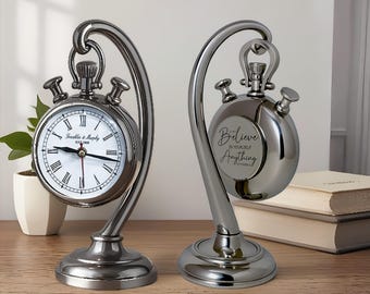 New Silver Sir William & Smith ESTD 1868 Mantel Clock. From Base