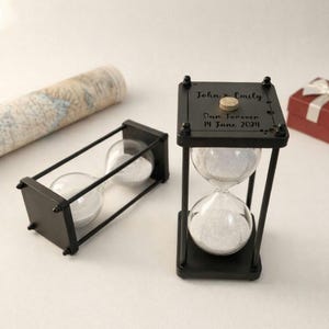 Personalized Fillable Hourglass Black Wooden Wedding Ceremony Sand Timer Unity Ritual Gift