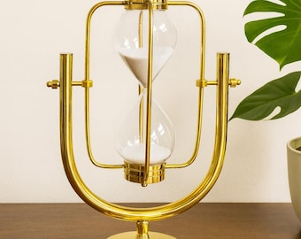 Rotating Brass Hourglass Timer: Retro Sand Timer Desk Decor