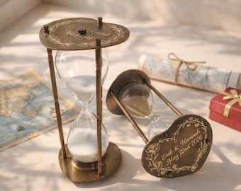 Reloj de arena personalizado para la ceremonia de la arena de la boda, reloj de arena grabado en forma de corazón, regalo para los novios.
