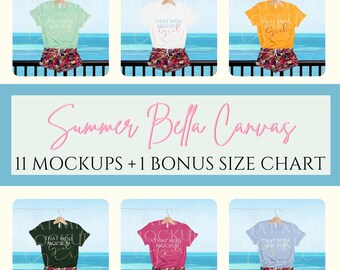 Summer Tshirt Mockup Bundle, T-shirt Beach Mockup, Summer 3001 Mockup, Bella Mockups, Summer Tee Mock, Beach Shirt Mockup, Tee Mockup, Ocean