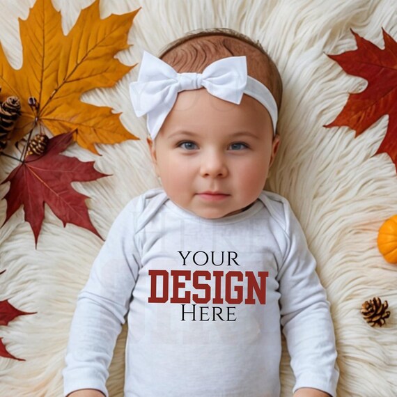 Fall baby onesie, Fall child bodysuit, Baby Onesie Autumn, Baby White Bodysuit Mockup, Fall long sleeve Onesie, Infant Onesie Mock, Newborn
