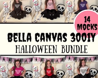 Jeugd Bella T-shirt Mock, Jeugd T-shirt Mockup, Kinder T-shirt Halloween, Jeugd Mockup Bundel, Kind Herfst Mockup Bundel, Halloween Shirt Mockup