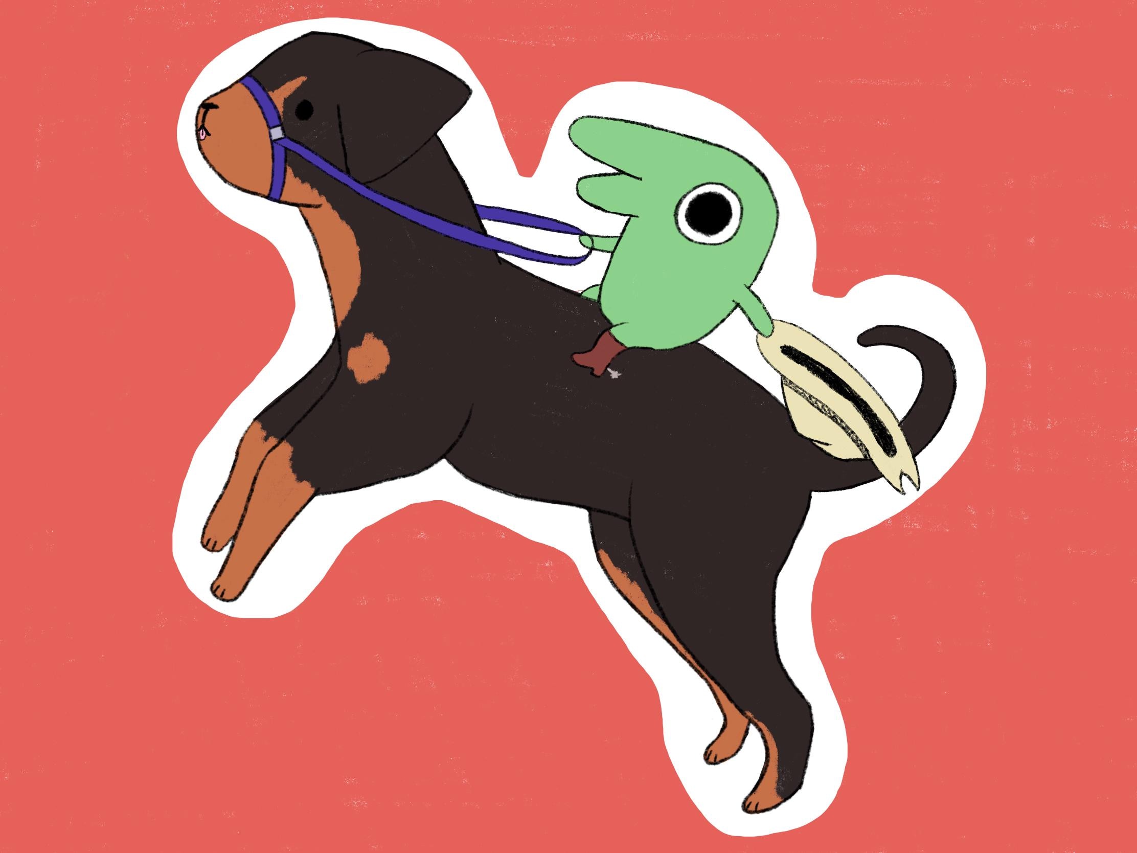 Glep Riding Dog Glep Riding Dog Vinyl Sticker - Etsy
