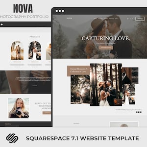 Wedding Photography Template, Squarespace Wedding Photographer Website, Squarespace 7.1 Portfolio  and Gallery Template, NOVA