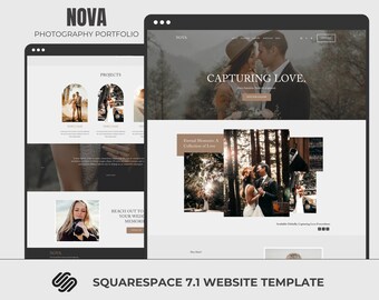 Wedding Photography Template, Squarespace Wedding Photographer Website, Squarespace 7.1 Portfolio  and Gallery Template, NOVA