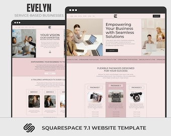 Virtual Assistant Template, Squarespace 7.1 Marketing Agency Website, Social Media Manager Pink Website, Service-Based Businesses, EVELYN