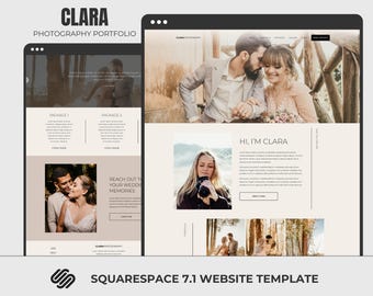 Squarespace Wedding Photographer Template, Wedding Photography Website, Squarespace 7.1 Portfolio  and Gallery Template, CLARA