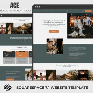 Squarespace Wedding Photography Template, Wedding Photographer Website, Squarespace 7.1 Portfolio  and Gallery Template, ACE