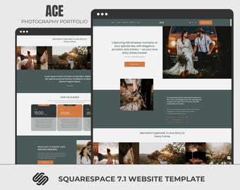 Squarespace Wedding Photography Template, Wedding Photographer Website, Squarespace 7.1 Portfolio  and Gallery Template, ACE