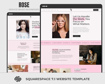 Virtual Assistant Template, Squarespace 7.1 Marketing Agency Website, Consulting Coaches Luxury Pink Website, Service-Based Businesses, ROSE
