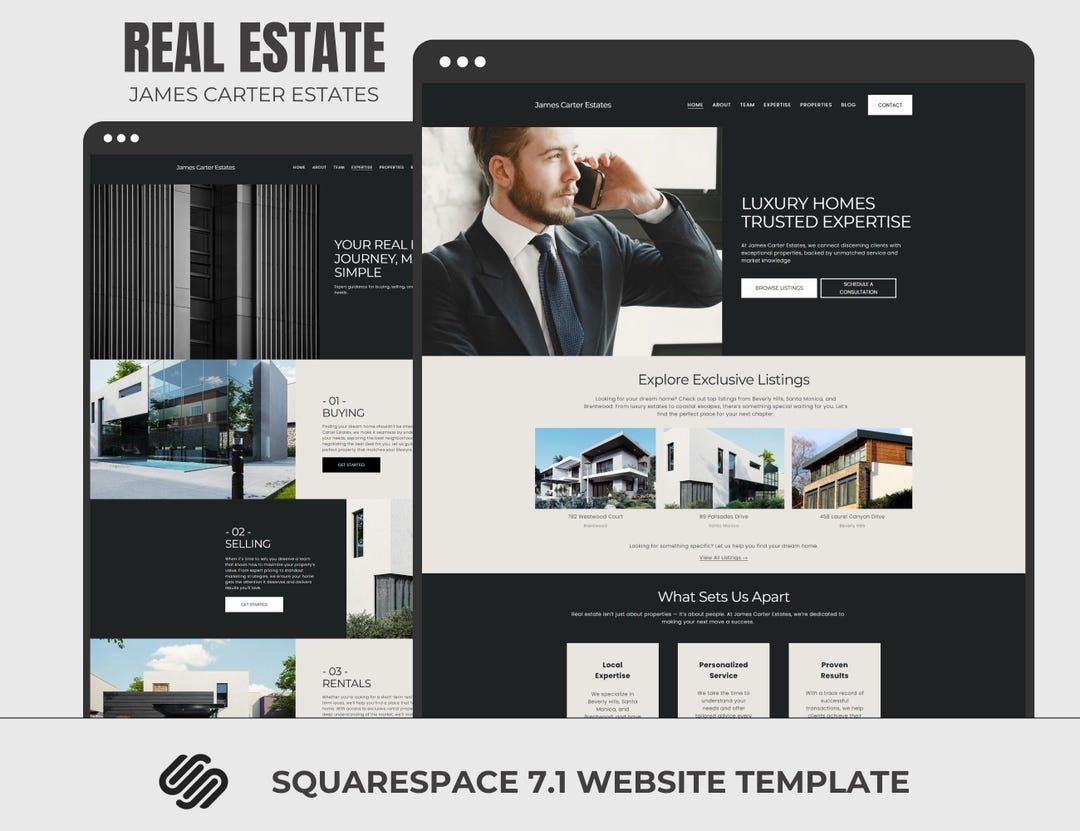 Real Estate Squarespace 7.1 Template, Luxury Realtor Website, Modern ...