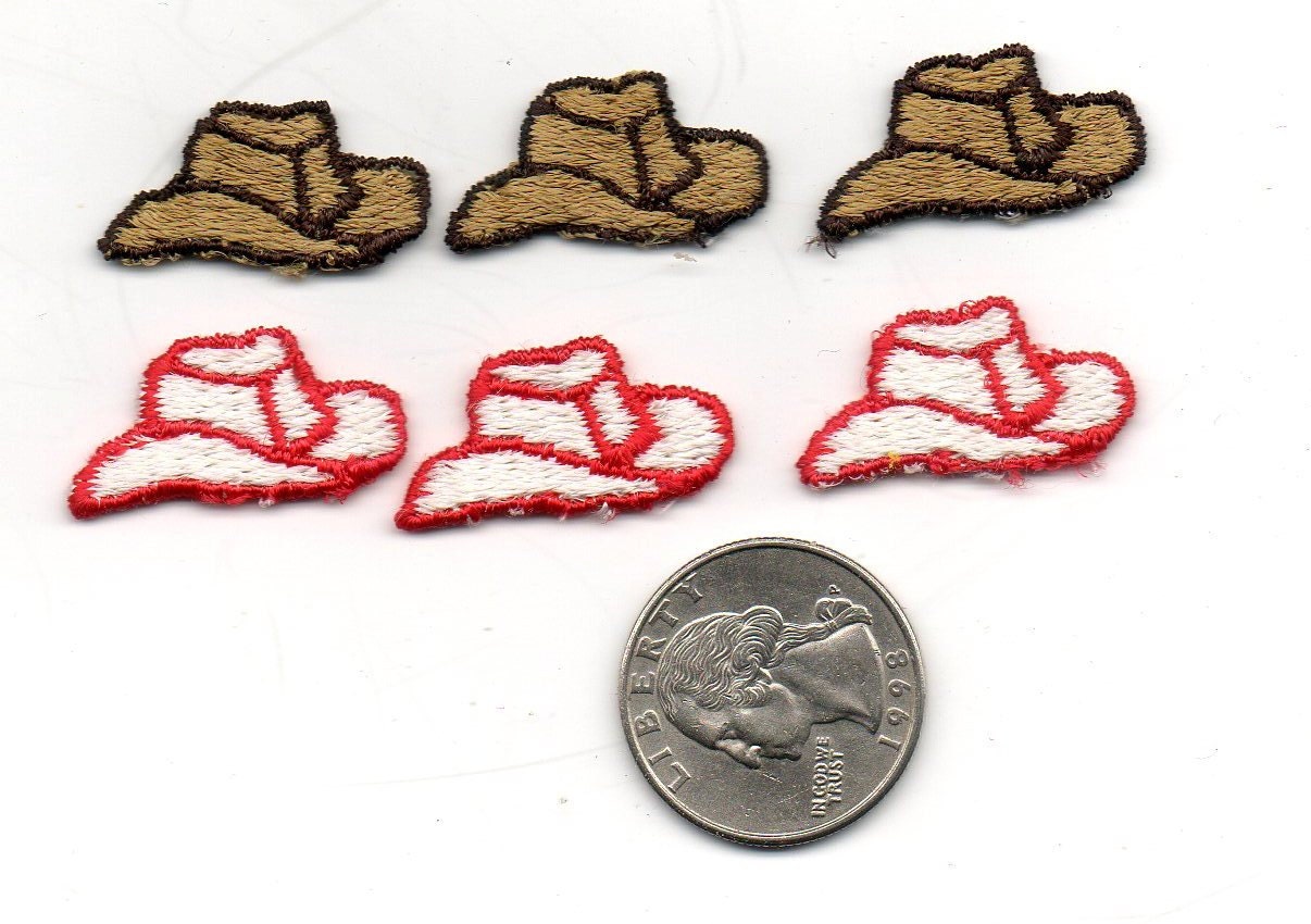Lot of 6 Vintage Cowboy HATS Appliques Patches 1 Etsy