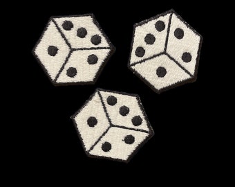 Lot of 3 Vintage Dice Die Patches or APPLIQUES - NOS - Black and White