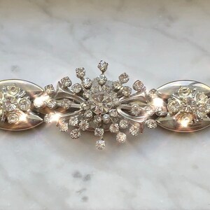 Vintage Silver Bridal Bracelet aLTeReD Rhinestone SILVERY Sparkly Winter