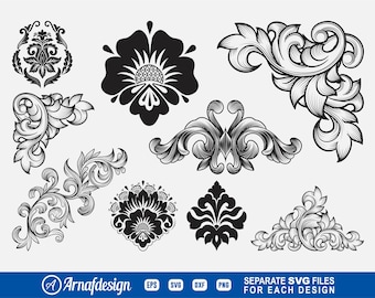 Baroque SVG, Acanthus svg, Filigree, Decorative Ornament, Swirls svg, Clipart, Cut Files for Silhouette, Files for Cricut, Vector, dxf, png