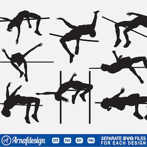 High Jump SVG, Athlete svg, Sports svg, Clipart, Cut Files for Silhouette, Files for Cricut, Vector, eps, dxf, png, T-shirt Design.