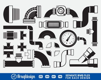 Steel Pipe SVG, Steel Pipe Fittings svg, Pipe svg, Clipart, Cut Files for Silhouette, Files for Cricut, Vector, dxf, png, Design