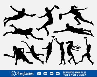 Ultimative Frisbee SVG, Frisbee svg, Sport svg, Frisbee Player, Disc Golf svg, Clipart, Schnittdateien für Silhouette, Cricut, Vektor, dxf, png