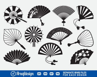 Ventaglio in formato svg, ventaglio giapponese, ventaglio pieghevole in formato svg, ventaglio spagnolo, ventaglio cinese in formato svg, clipart, file tagliati, silhouette, Cricut, vettore, dxf, png, design.