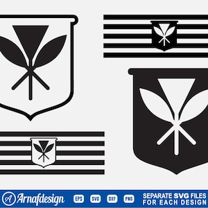 May include: Black and white graphic designs featuring a shield and horizontal striped patterns. The shield design includes a triangle and three leaf-like shapes. The text "Arnafdesign" is at the bottom, along with file type abbreviations.