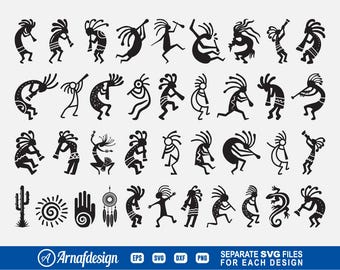 Kokopelli SVG, Southwest svg, Kokopelli Sedona svg, Tribal, Natur svg, Vektor, Silhouette, Cricut, Clipart, Cut-Dateien, Png, Dxf, T-Shirt