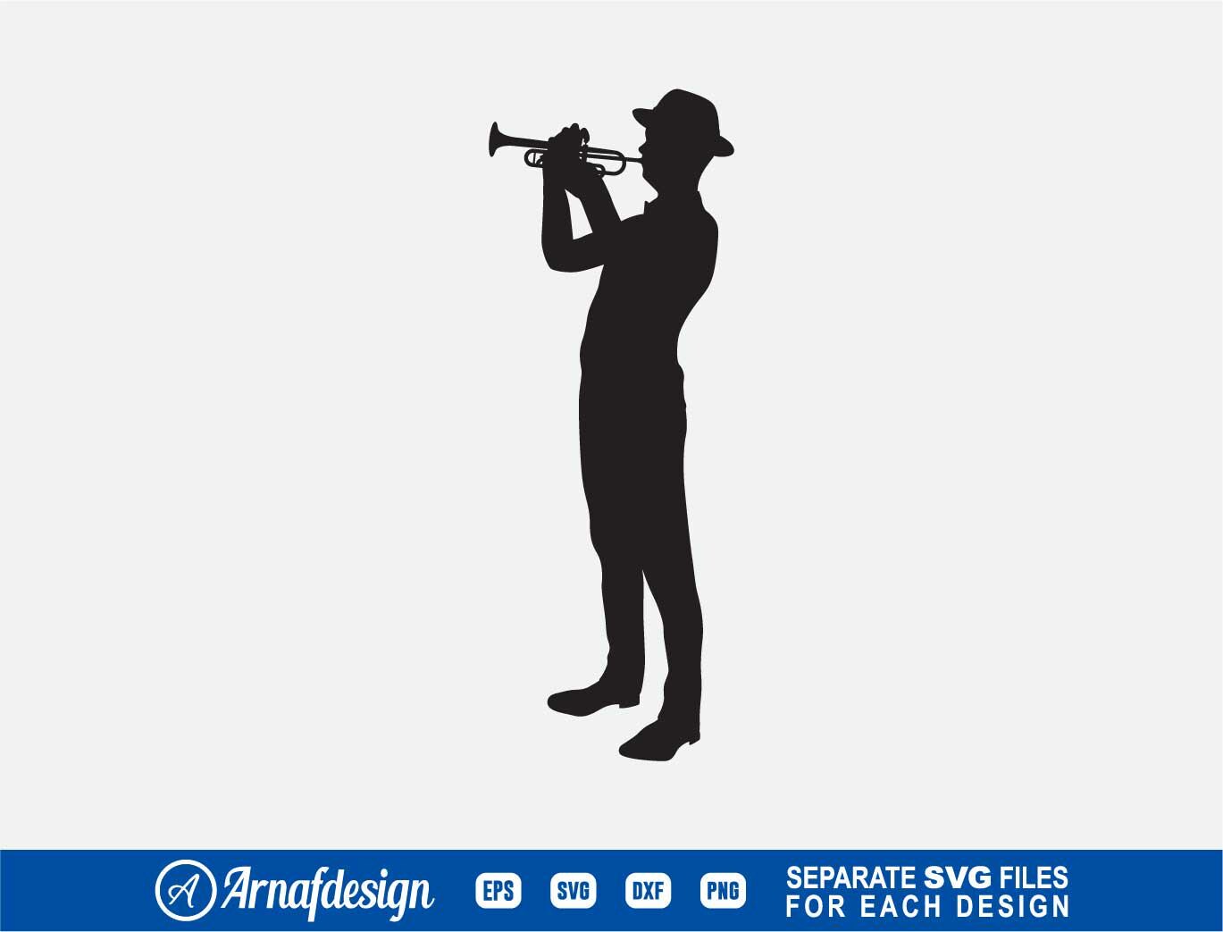 Trumpet Player SVG, Jazz Musician Svg Vector, Silhouette, Cricut ...
