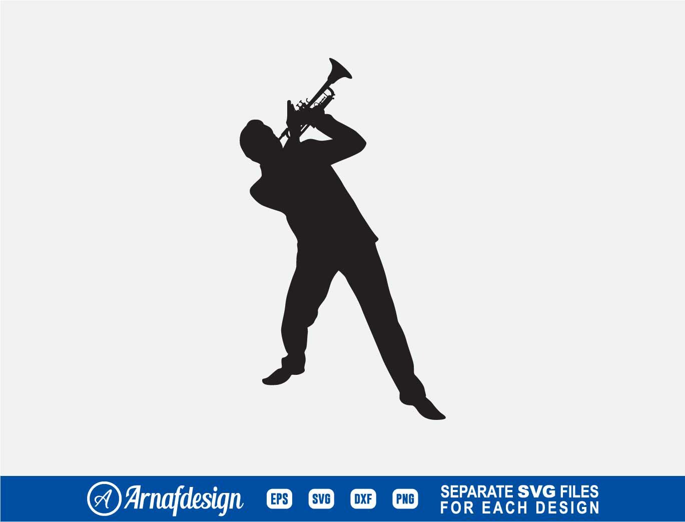 Trumpet Player SVG, Jazz Musician Svg Vector, Silhouette, Cricut ...