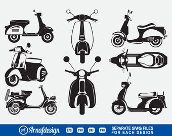 Scooter svg, Vespa svg, Scooter Bike svg, Motorcycle svg, Clipart, Cut Files for Silhouette, Files for Cricut, Vector, dxf, png, Design
