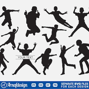 Kids Jumping SVG, Jumping Children, Jump svg, Clipart, Cut Files for Silhouette, Files for Cricut, Vector, eps, dxf, png, t-shirt Design