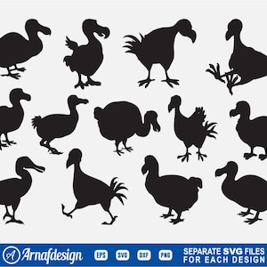 DodoBird SVG, Dodo svg, Bird svg, Extinct Animals svg, Clipart, Cut Files for Silhouette, Files for Cricut, Vector, dxf, png, t-shirt Design