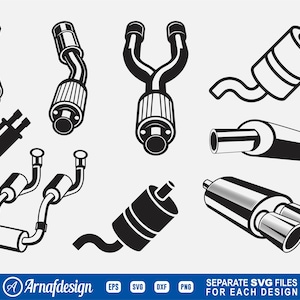 Exhaust Pipe SVG, Car exhaust pipe svg, Exhaust svg, Mechanic svg, Car Parts svg, Clipart, Silhouette, Files for Cricut, Vector, dxf, png