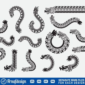 Quetzalcoatl SVG, Huitzilopochtli svg, Aztec svg, Clipart, Cut Files for Silhouette, Files for Cricut, Vector, dxf, png, Design