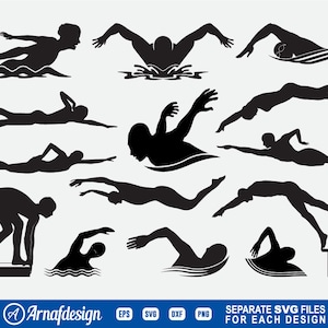 Swimming svg, Swimmer svg, Swim svg, Clipart, Cut Files for Silhouette, Files for Cricut, Vector, dxf, png, Design