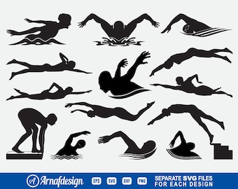 Swimming svg, Swimmer svg, Swim svg, Clipart, Cut Files for Silhouette, Files for Cricut, Vector, dxf, png, Design