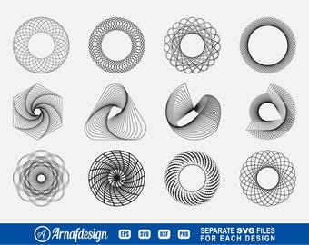 Spirograaf SVG, geometrische svg, clipart, gesneden bestanden voor silhouet, bestanden voor Cricut, Vector, dxf, png, ontwerp