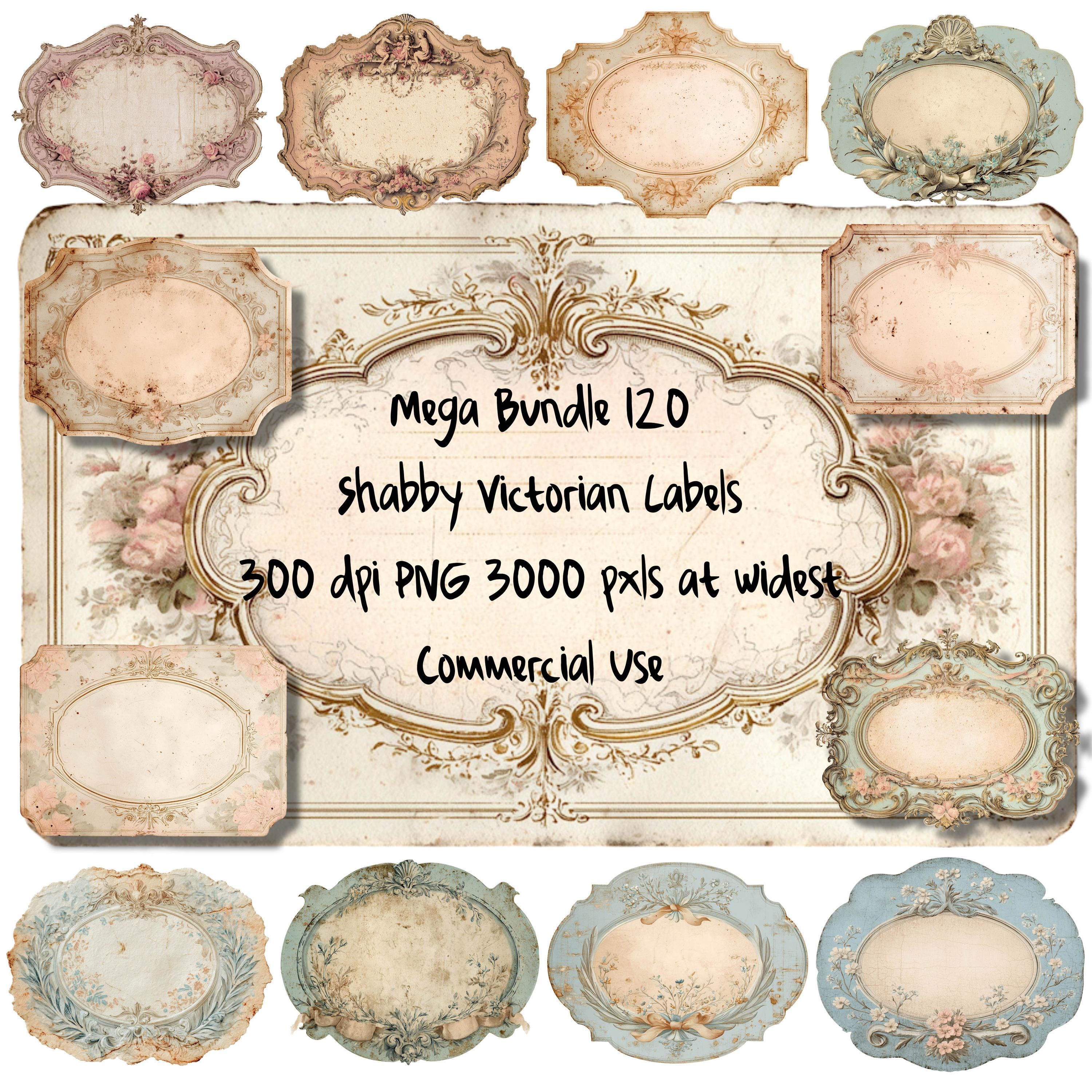 Shabby Victorian Labels: Big Bundle 120 Distressed Antique Ephemera ...